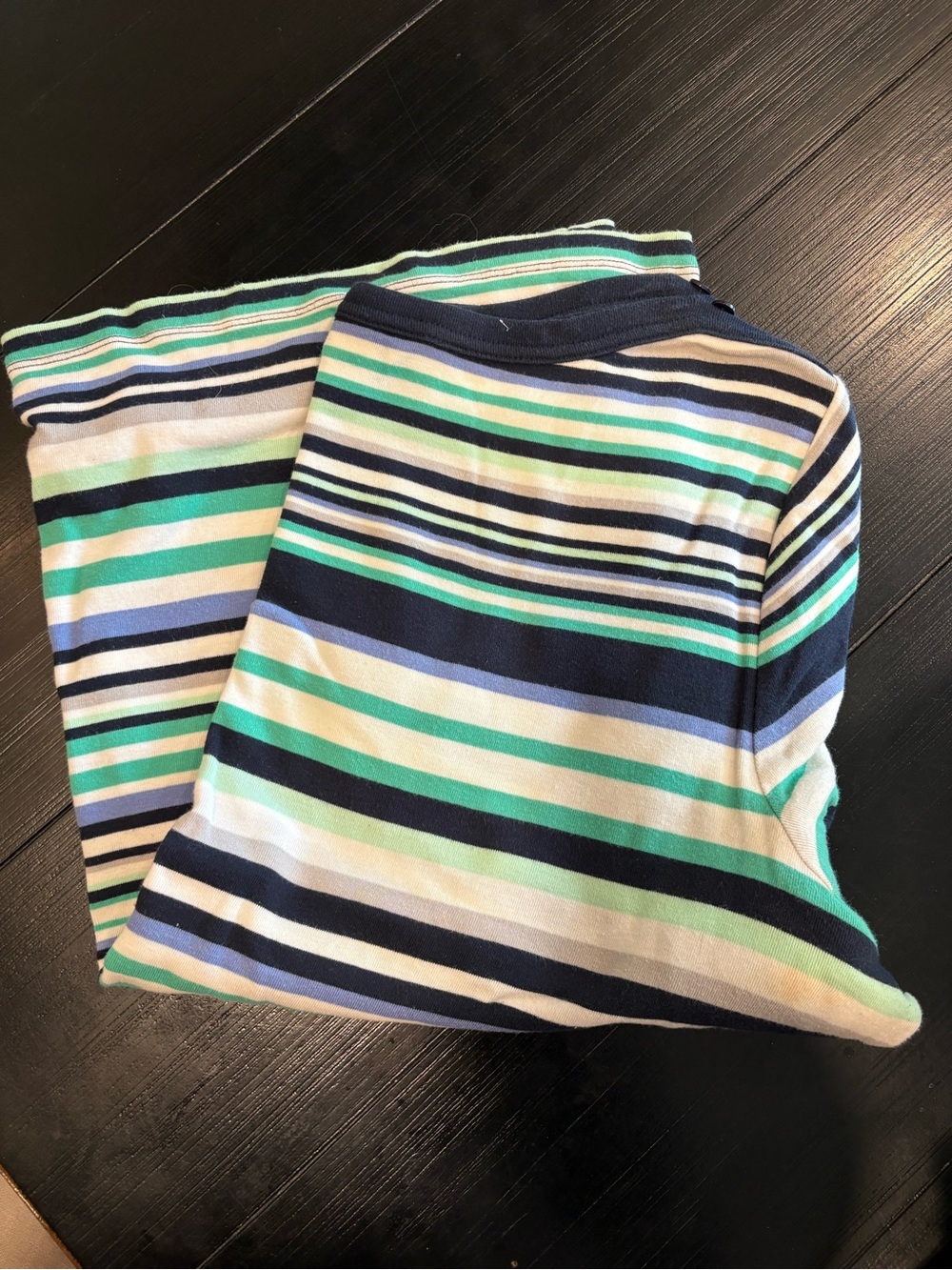 Striped Knit Top in Navy, Mint & Cream